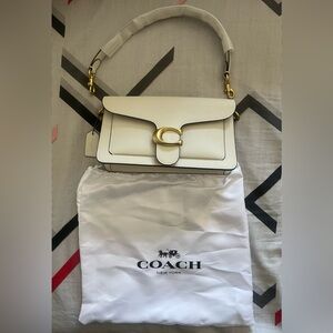 Coach White Leather Shoulder Bag with Gold Hardware